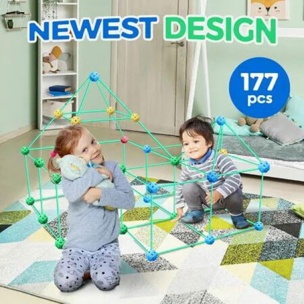 DIY Fort Building Kit 177pcs Castle Builder Construction Toy Educational Creative STEM Learning Playset Gift for Kids