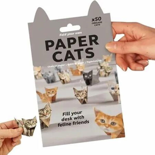 DIY Paper Cat, 50 Sheets DIY Paper to Fold Cute Cat Figures, Fun Craft Activity for Men Women Boys Girls, Desk Decoration and Gift for Cat Lovers