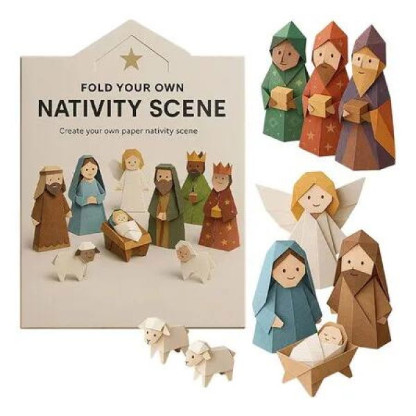 DIY Paper Nativity Scene Craft Kit, Christmas Nativity Scene Origami for Beginners, Holiday Paper Decoration and Gift for Craft Lovers