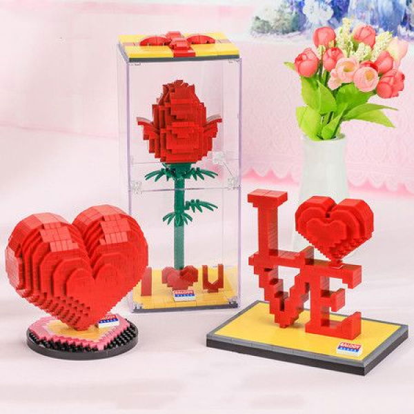 DIY Rose Love Word 528pcs Building Bricks Blocks Toy Valentine Day