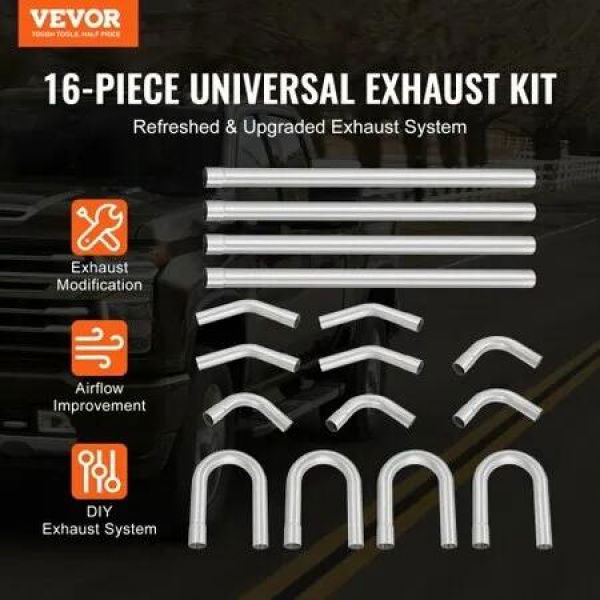 DIY Universal Exhaust Kit 16 Pieces Exhaust Pipe Kit with Slip-Fit Joint