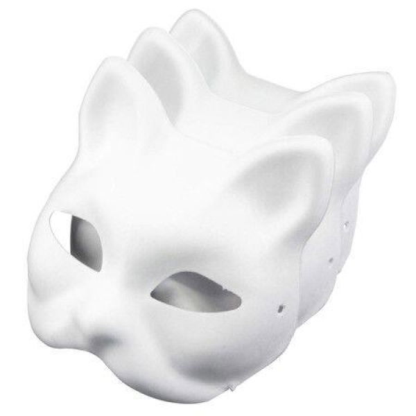 DIY White Cat Mask Blank Hand Painted Paper Mask Face Mask for Arts and Crafts Cosplay 3 Pack