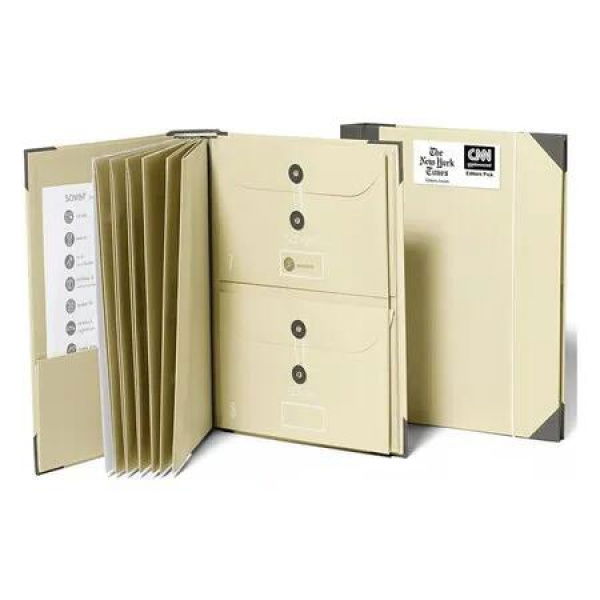 Document Organizer, Premium Life Binder Acid Free Custom Dyed Cloth Bound Accordion Organizer w/ 10 Expandable Pockets File Folders, Slate