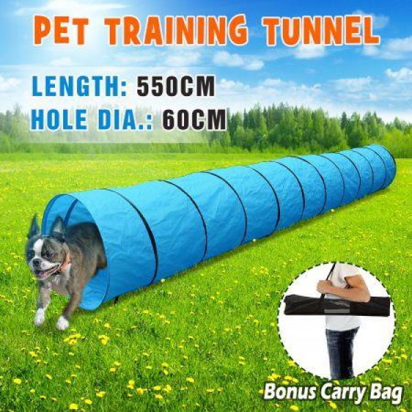 Dog Agility Tunnel Doggy Training Cave Puppy Chute Pet Exercise Play Toy Portable Carry Bag 5.5M