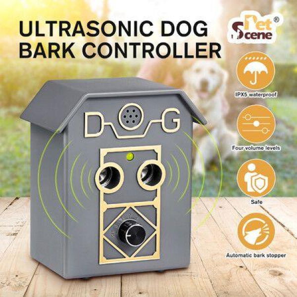 Dog Anti Barking Device Stopper Clicker Ultrasonic Stop BARK Repeller Deterrent Control Silencer 15m Range 4 Levels Waterproof Birdhouse Shape