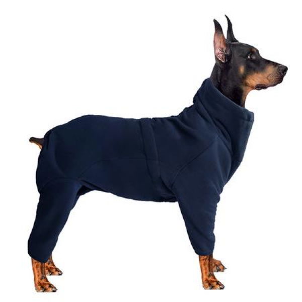 Dog Autumn And Winter Thick Four-Corner Cotton Clothes-S-Navy Blue