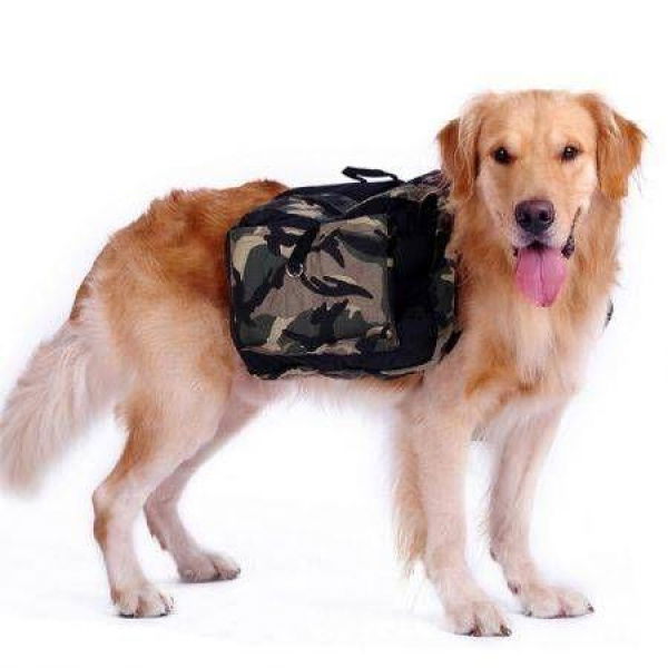 Dog Backpack Camouflage Green Outdoor Travel Hiking Camping Training Bag/large.