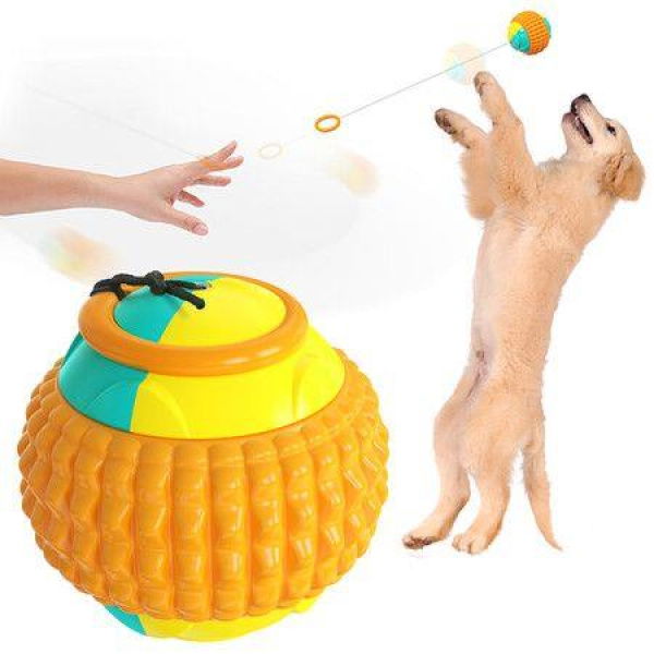 Dog Ball On A Rope Training Dog Treat Toy Ball Throwing Ball Interactive Outdoor Tossing For Pet Dog (Orange)