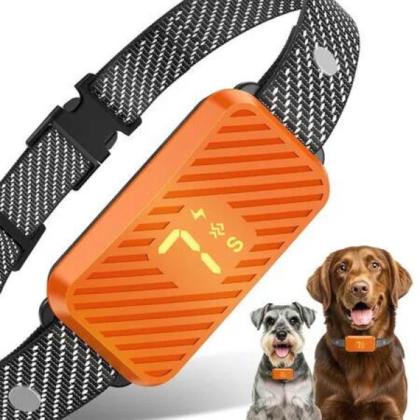 Dog Bark Collar for Large Medium Small Dogs, Rechargeable No Bark Collar, Smart Barking Collar, 3 Beep and Vibration Modes, Waterproof, Orange
