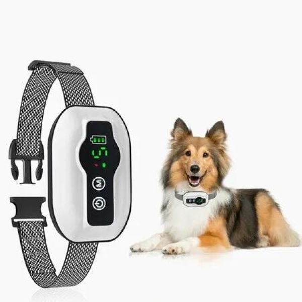 Dog Bark Collar Shock Vibration Training Collar Rechargeable Waterproof 5 Levels Sensitivity For Large,Medium,And Small Dogs Color White