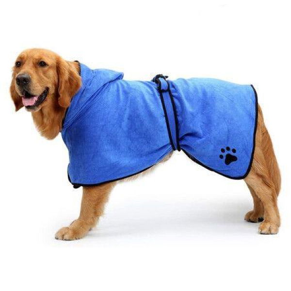 Dog Bathrobe Towel Microfiber Pet Drying Moisture Absorbing Towels Coat For Dog And Cat (M Blue)