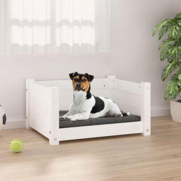 Dog Bed White 55.5x45.5x28 Cm Solid Pine Wood.