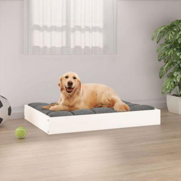 Dog Bed White 71.5x54x9 Cm Solid Wood Pine.