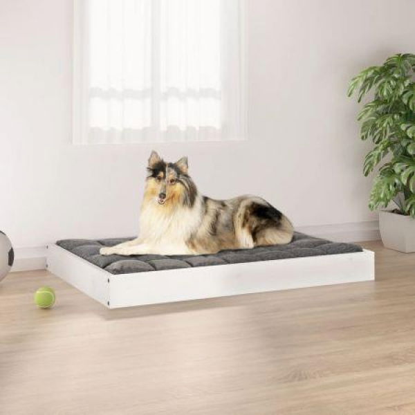 Dog Bed White 91.5x64x9 Cm Solid Wood Pine.