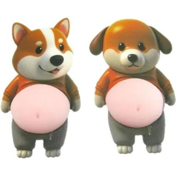 Dog Belly Sticker Stress Relief Fidgety Toy, Anti-Scratch Protection Stickers, 2D Soft Belly Pinch Toys for Car Door & Fridge Door (Style C)