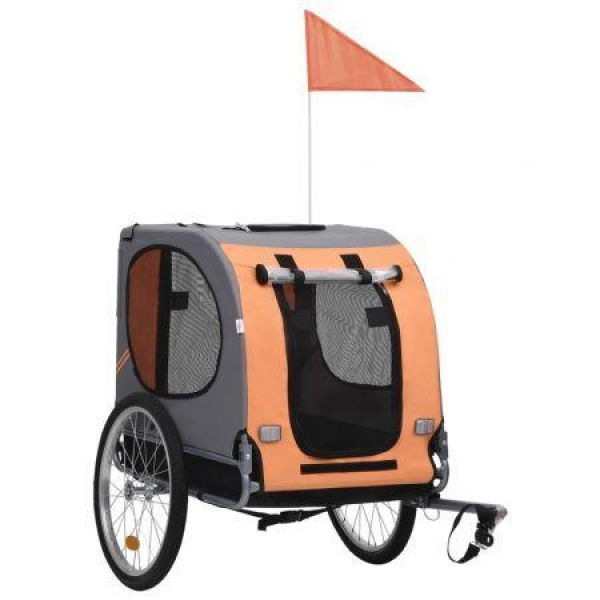 Dog Bike Trailer Orange And Grey