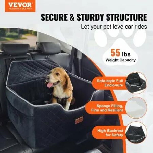 Dog Booster Car Seat Pet Car Seat for Medium Large Dog up to 24.9 kg Black