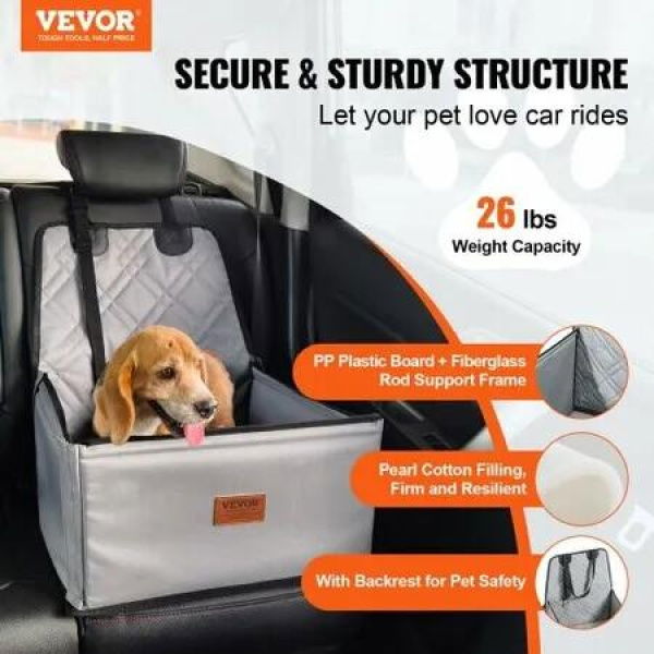 Dog Booster Car Seat Pet Car Seat for Small Dog up to 11.8 kg Gray