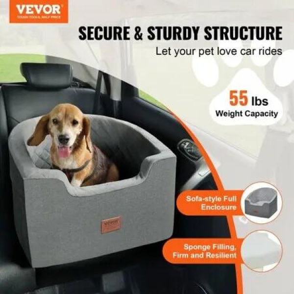 Dog Booster Car Seat Pet Car Seat for Small Medium Dog up to 24.9 kg Gray