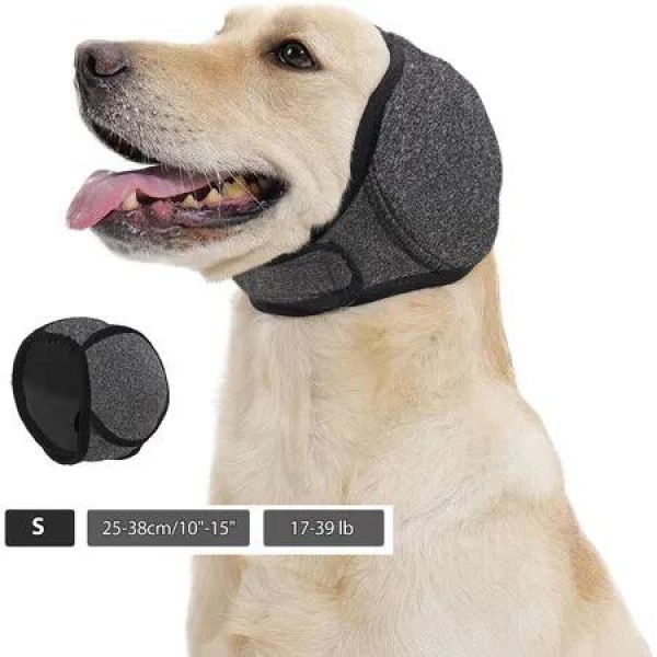 Dog Calming Hoodie Quiet Ear Cover for Noise Protection Anxiety Relief Ear Muffs, Head Circle Length: 25.4cm to 38.1 cm, Grey, Small