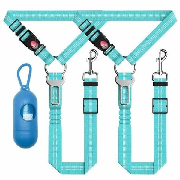 Dog Car Seat Belt for Car 3 Piece Set Retractable Dog Car Harness Adjustable Reflective Dog Seatbelt for Vehicle Headrests,Dog Restraint Seatbelt,Blue
