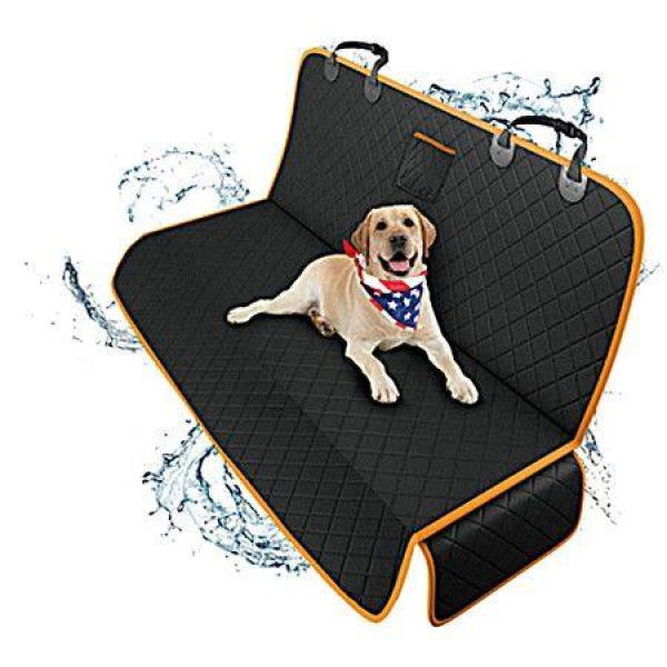 Dog Car Seat Covers - 100% Waterproof Rear Seat Covers For Most Cars - Dog Hammock - 135 * 48 * 56cm - Orange.