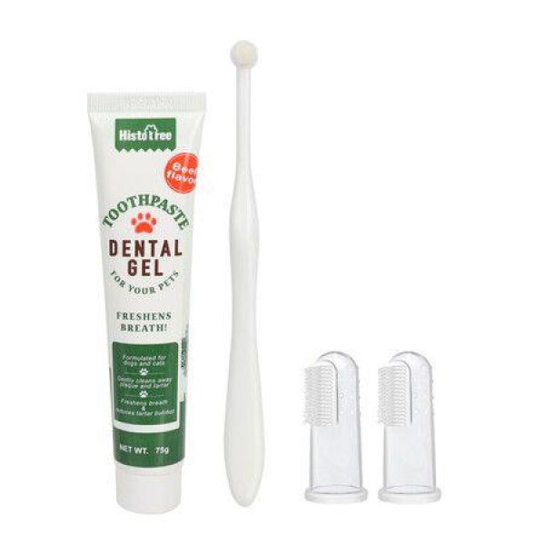 Dog Cat Dental Care Hygiene Brushes Teeth Cleaning Reduces Plaque & Tartar Buildup For Puppies Contains Toothbrush & Fingerbrush Vanilla.