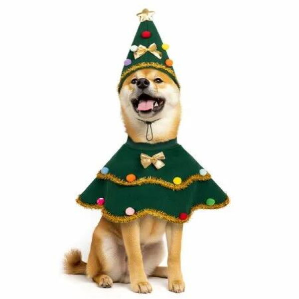 Dog Christmas Costume Cute Christmas Tree Outfit Pet Dog Clothes Puppy Xmas Costumes for Small Dogs, Green S