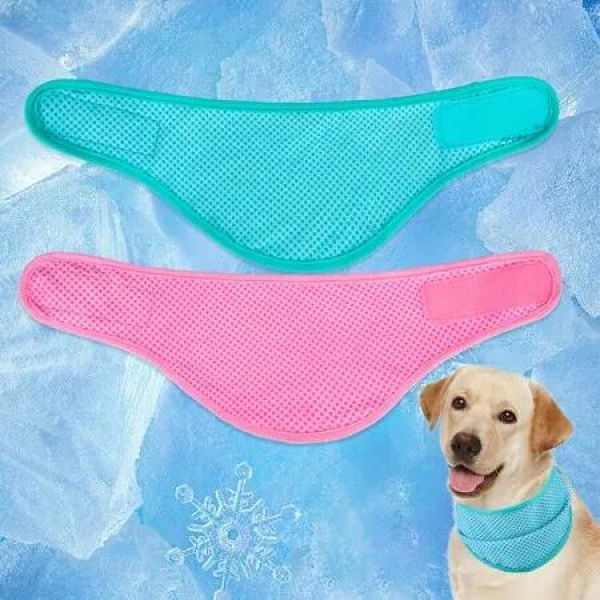 Dog Cooling Bandana 2 Pack Instant Chill Out Pet Scarf Adjustable,Summer Outdoor Ice Neck Cooler,Prevent Sunstroke Green Pink Size Medium