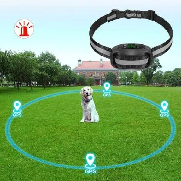 Dog Fence GPS Wireless Puppy Training Collar Anti Bark Beep Vibration 3 Modes Safe Humane Low Containment Pet Safety System Black