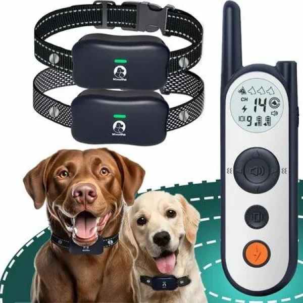 Dog Fence Wireless 1050m Remote 1800M Collar Puppy Training Containment System 3 Modes 2 Receivers Pets Behaviour Correction