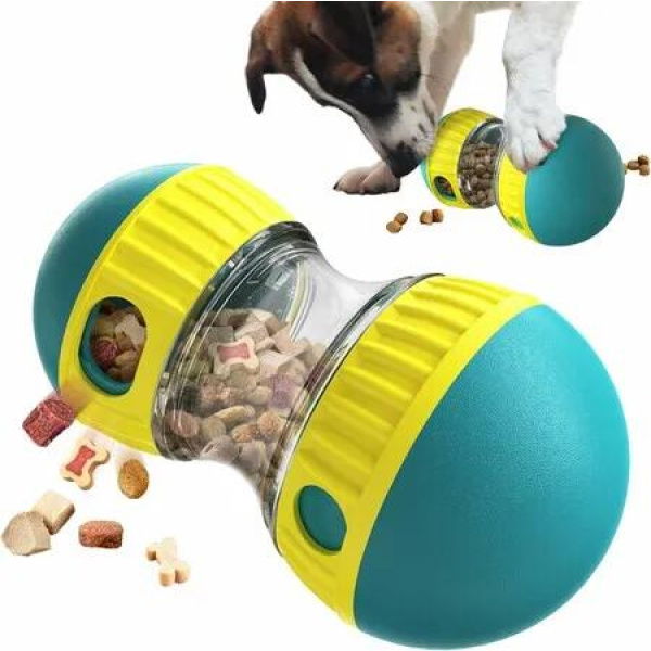 Dog Food Puzzle Toy Adjustable Treat Dispensing Food Dispenser Slow Feeder Bowls Puppy Enrichment Toy Ball Dog Interactive Chase Training Toys for Small Medium Large Dogs, Gren