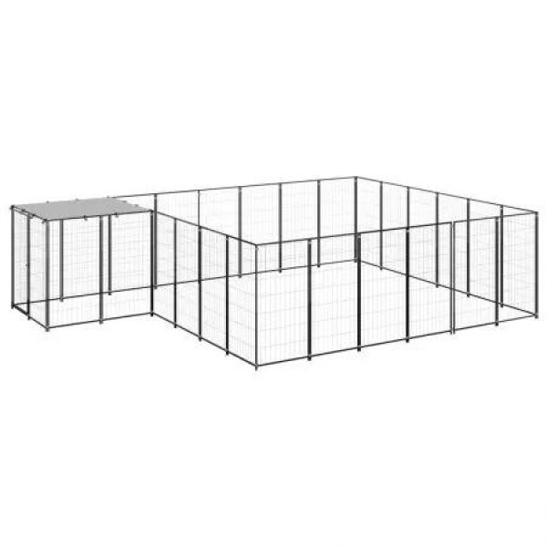 Dog Kennel Black 12.1 mÂ² Steel