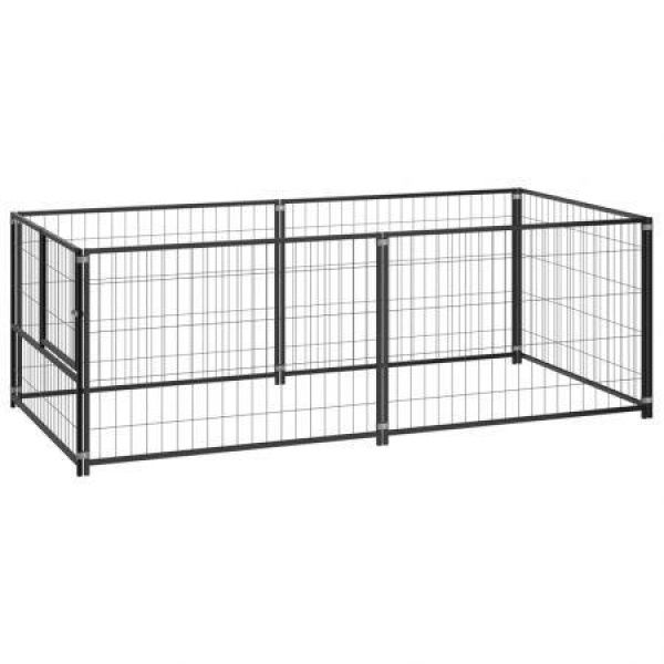 Dog Kennel Black 200x100x70 Cm Steel