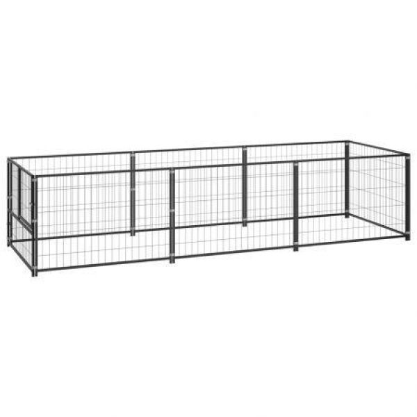 Dog Kennel Black 3 mÂ² Steel