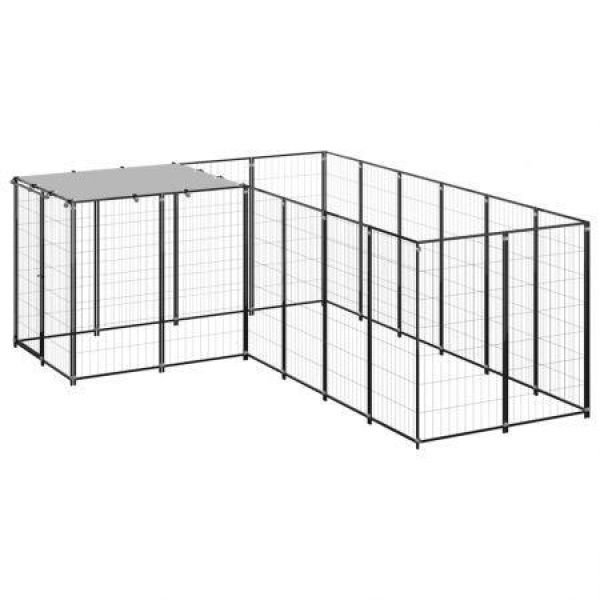 Dog Kennel Black 4.84 mÂ² Steel