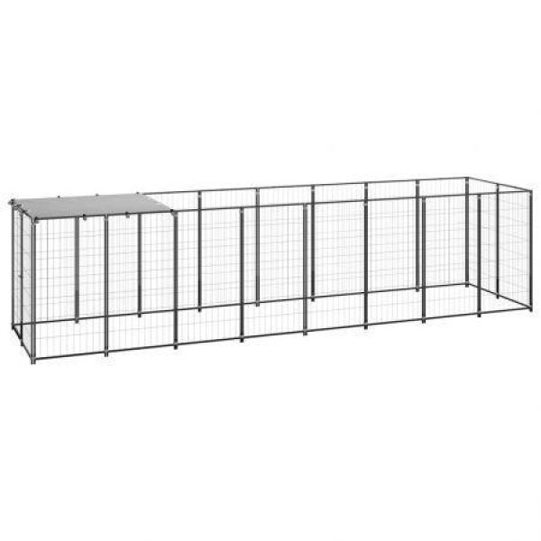 Dog Kennel Black 4.84 mÂ² Steel