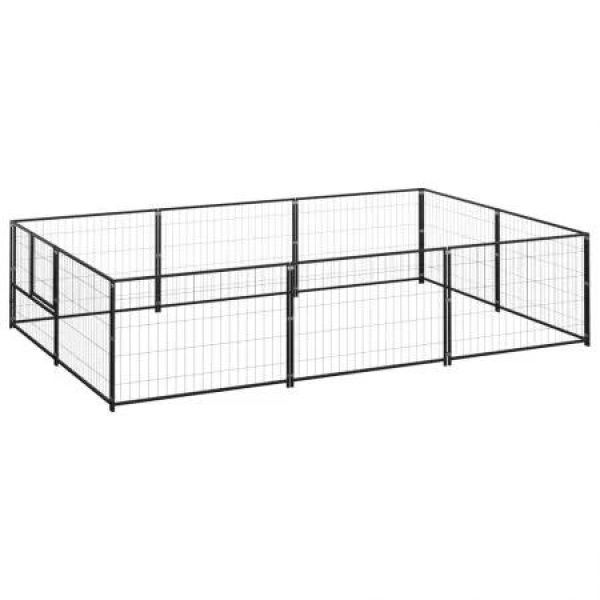 Dog Kennel Black 6 mÂ² Steel