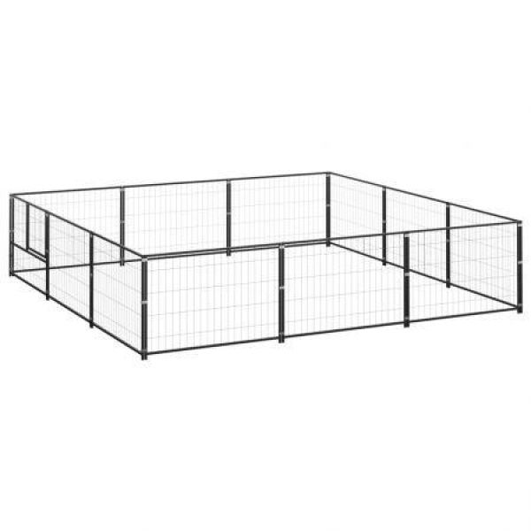 Dog Kennel Black 9 mÂ² Steel