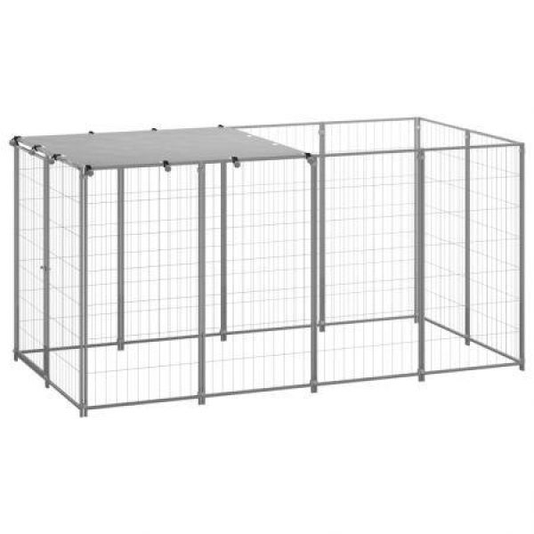 Dog Kennel Silver 2.42 mÂ² Steel