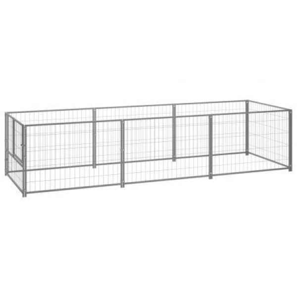 Dog Kennel Silver 3 mÂ² Steel