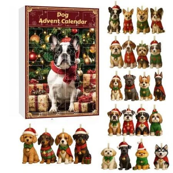 Dog Lovers Christmas Advent Calendar 24 Days Christmas Countdown Acrylic Cute Kitten Tree Pendant Decor Advent Calendar For Christmas Decorations
