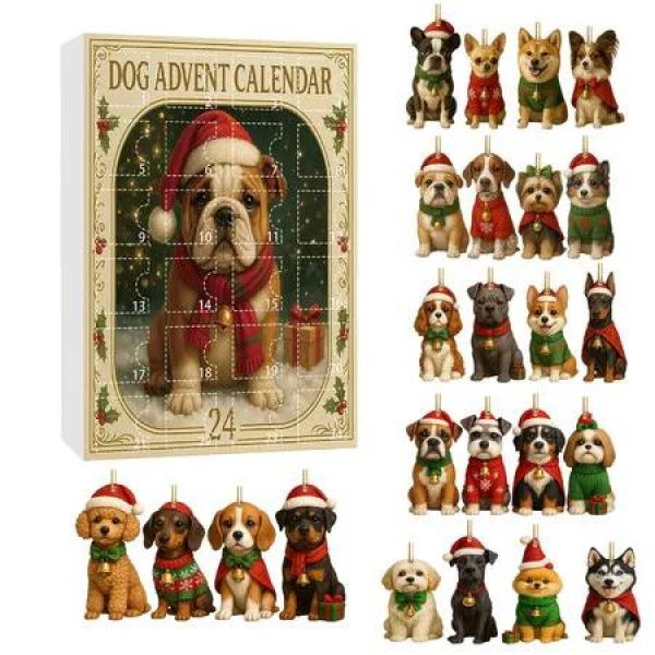 Dog Lovers Christmas Advent Calendar 24 Days Christmas Countdown Acrylic Cute Kitten Tree Pendant Decor Advent Calendar For Christmas Decorations