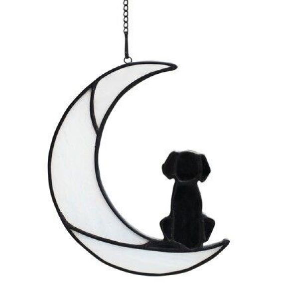 Dog Memorial Gifts For Dog LoversDog On Moon Stained Glass Window Hanging For SuncatcherLoss Of Dog Sympathy Gift For Dog LoversPet Memorial Sympathy Gifts