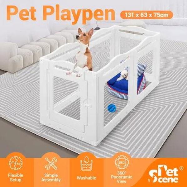 Dog Pet Playpen Kennel Crate Safety Gate Fence Cat Enclosure Cage Whelping Box Kitten Puppy Training Barrier Furniture 6 Panels 75cm Tall