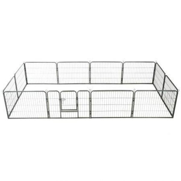 Dog Playpen 12 Panels Steel 80x60 Cm Black