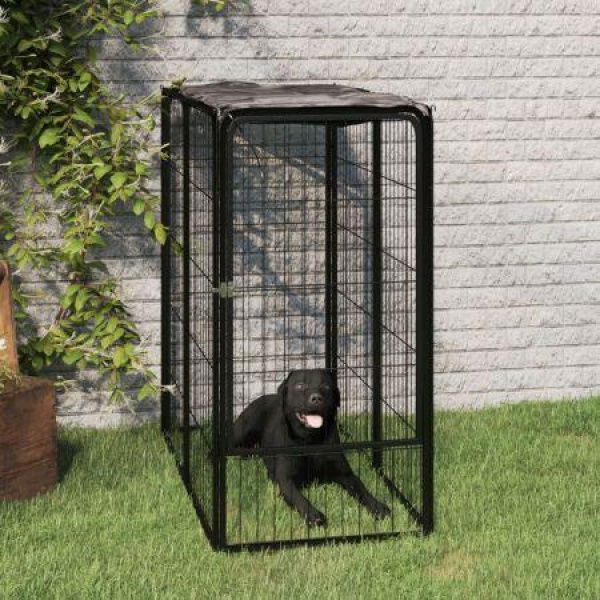 Dog Playpen 6 Panels Black 50x100 Cm Powder-coated Steel