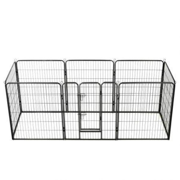 Dog Playpen 8 Panels Steel 80x100 Cm Black