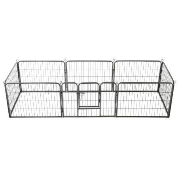 Dog Playpen 8 Panels Steel 80x60 Cm Black