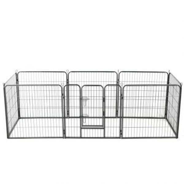 Dog Playpen 8 Panels Steel 80x80 Cm Black